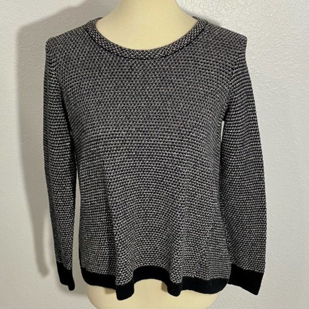Madewell Riverside Pullover Sweater Women's Size S Black White Dot Weave